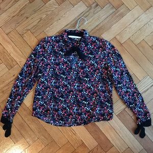 Zara Long-Sleeve Floral Blouse
